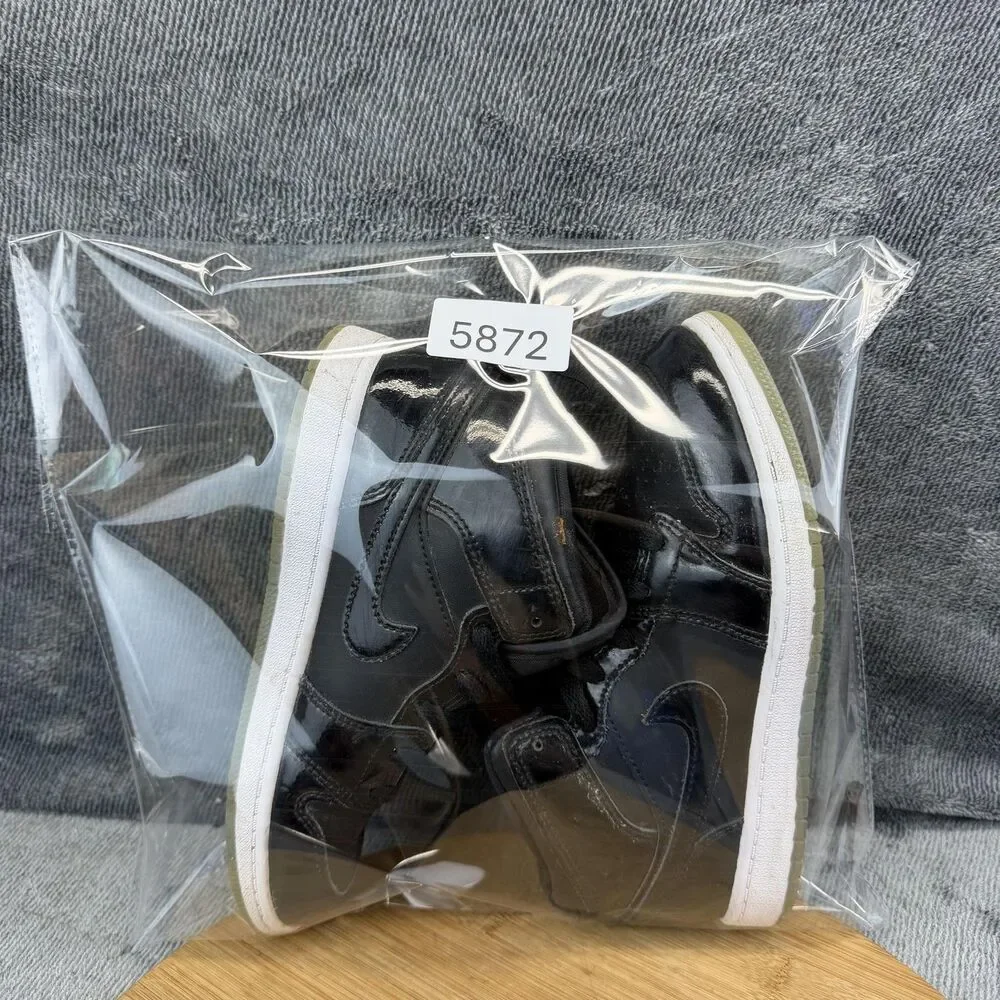 Jordan Air Jordan 1 Mid Shoes Boys Size 3Y Black Patent Sneakers DV1339-004